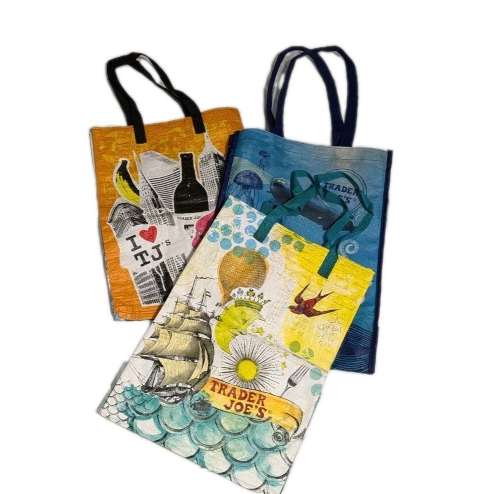 Trader Joe's Lot Reusable 3 Tote Shopping Bags